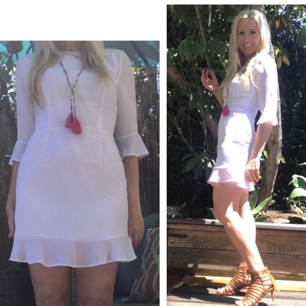 🥂White Ruffle Hem Dress🌟 - Picture 2 of 4